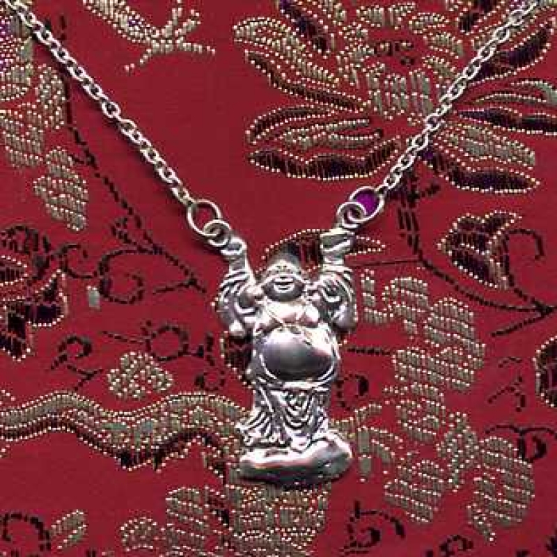 Silber-Collier mit Glücksbuddha-Anhänger