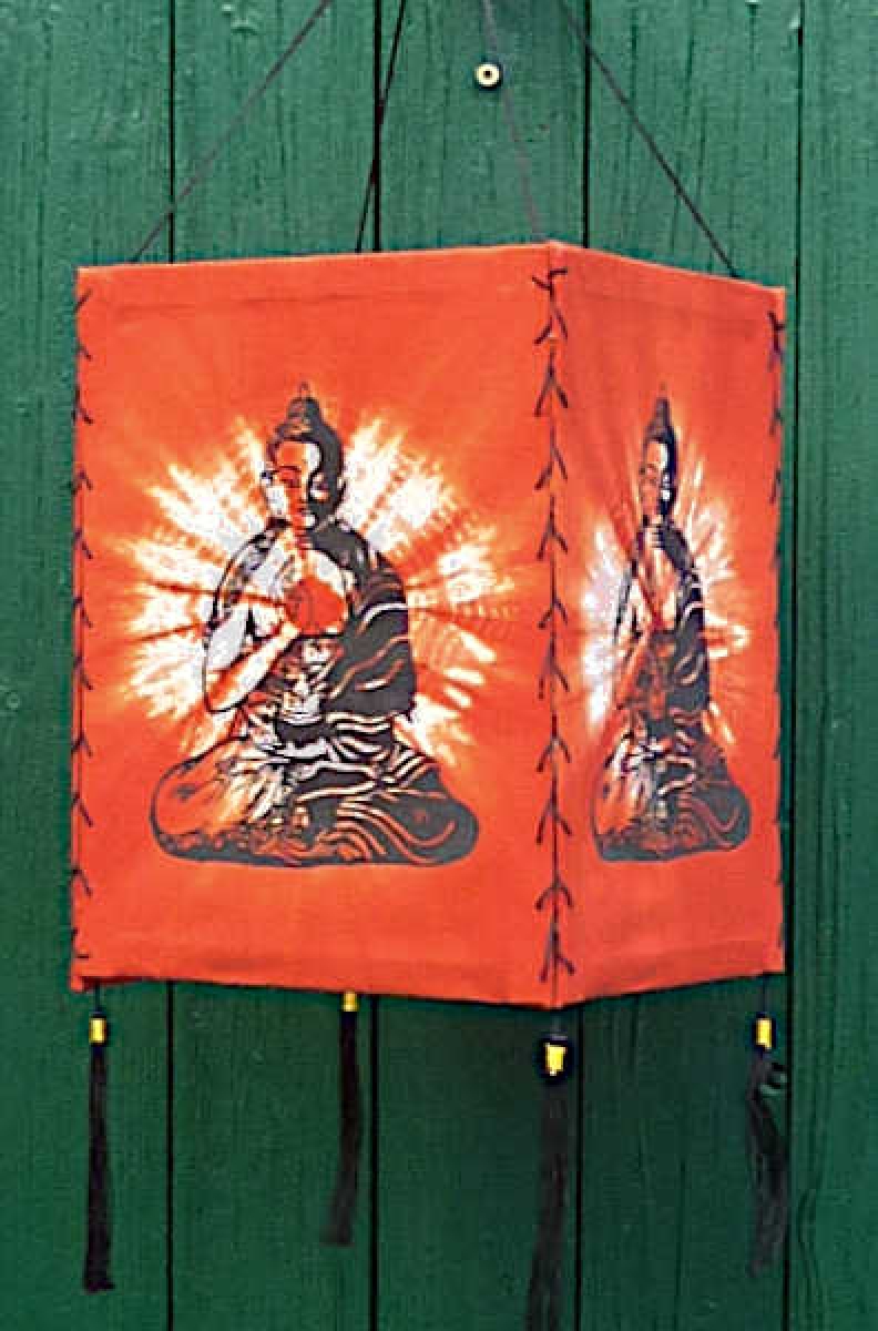 Lampenschirm Buddha  Baumwolle Batik rot