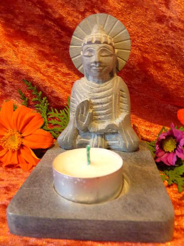 Teelichthalter Buddha Speckstein