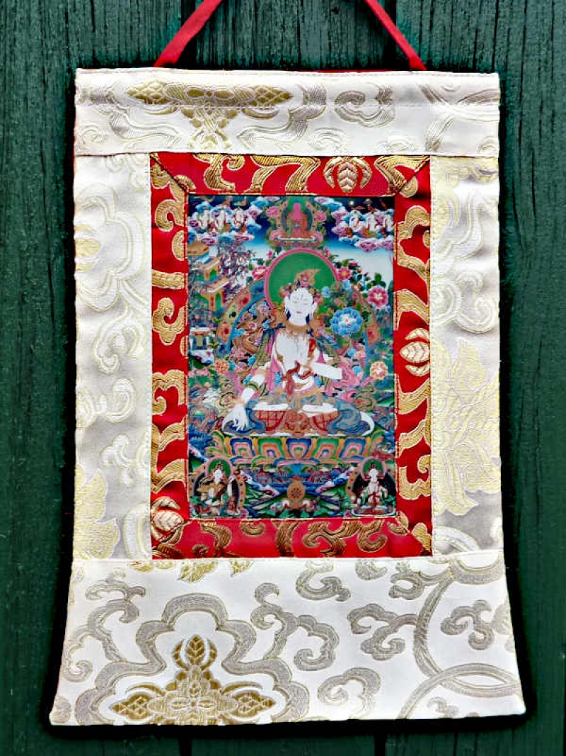 Thangka,  Wandbehang Weisse Tara