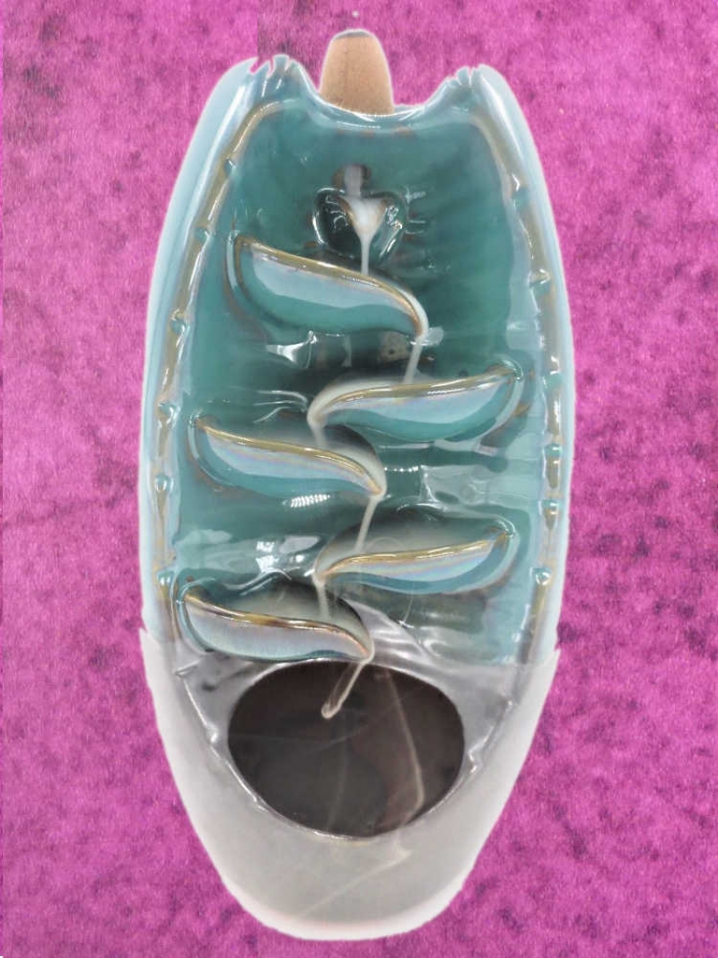 Räucherwasserfall Rückfluss- Kegelhalter Kaskaden türkis, Keramik