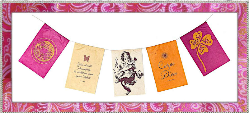 Grußkarte mit Wunschfähnchen aus Nepal - Glück