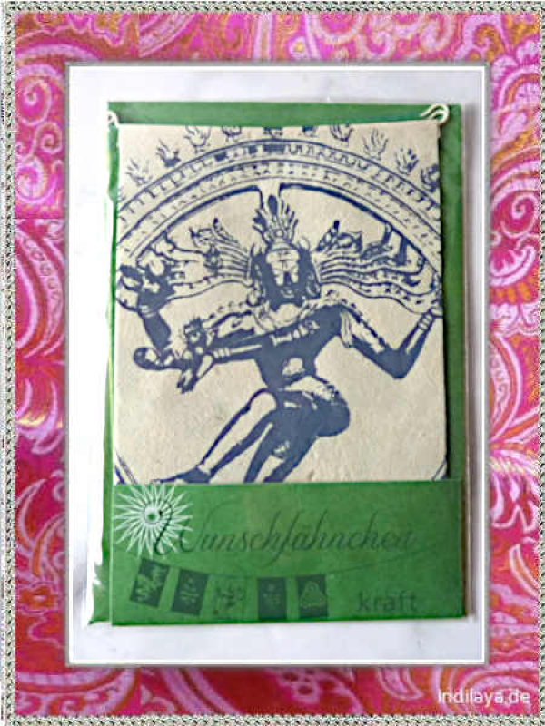 Grußkarte mit Wunschfähnchen aus Nepal - Kraft