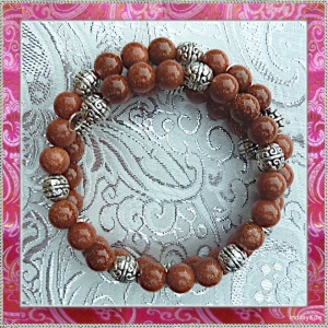 Doppelreihiges Armband aus Goldfluss-Perlen