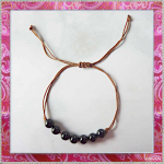 Turmalin (Schörl) Armband mit, 7 Perlen verstellbar