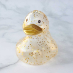 Glamouröse goldglitzernde Badeente Quietscheente