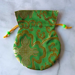 Malabeutel Geschenkbeutel Brokat klein Kordelzug grün