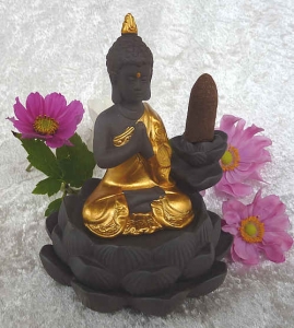 Rückfluss Backflow Räucherhalter goldener Buddha
