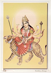 Postkarte Durga, indische Kriegergöttin