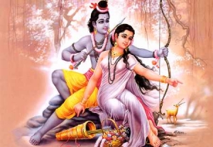 Indische Postkarte Shiva und Parvati