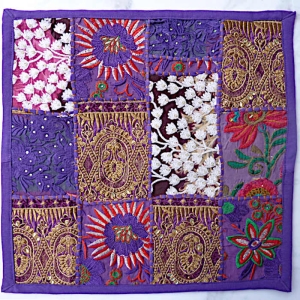 Violetter indischer Patchwork-Kissenbezug