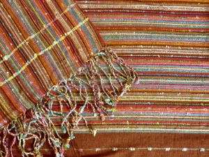 Indischer Schal braun mit Lurex Streifen