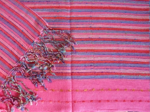 Indischer Schal  pink mit Lurex Streifen