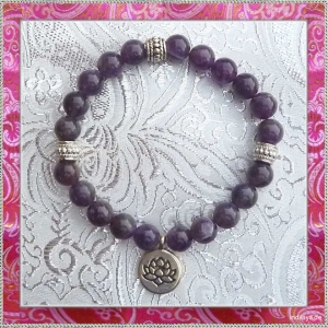 Edelstein-Armband Amethyst mit Lotus-Anhänger