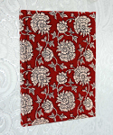 Notizbuch mit Baumwolleinband, Blumenmuster weinrot