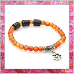 OM-Armband mit Karneol- & scharzer Achat Perlen