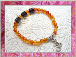 OM-Armband mit Karneol- & scharzer Achat Perlen