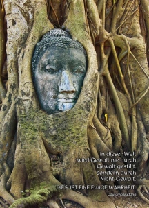 Postkarte  Buddha im Baum 