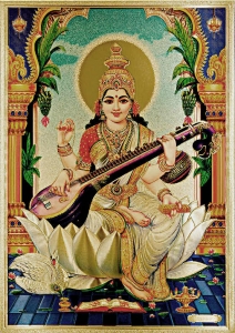 Indisches Bild Poster Göttin Saraswati