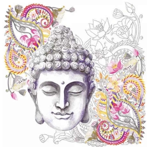 Servietten  Buddhakopf Paisley Blumen 33 x 33 cm