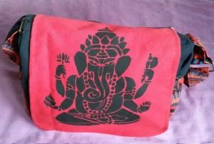 Umhängetasche Ganesha aus Nepal  rot